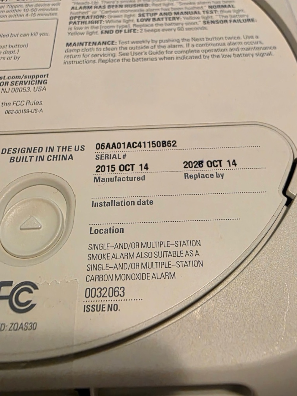 Nest Protect 2nd Gen Battery Smoke CO Alarm FOR PARTS ONLY